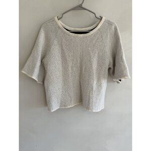 ALC A.l.c. Womens Cropped Shorts Sleeve Pullover Sweater Solid Cream Small Wool